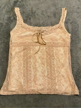Express Lace-Trim Satin Tie Camisole in Blush